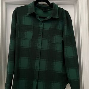 Green Plaid Button-Up Shirt